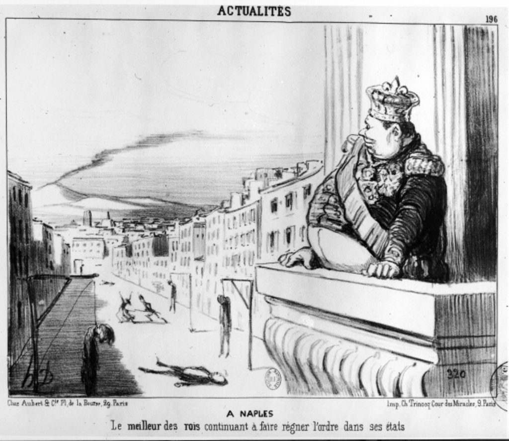 Detail of The King Continuing to Reign with Order Over his Two States, Naples by Honore Daumier