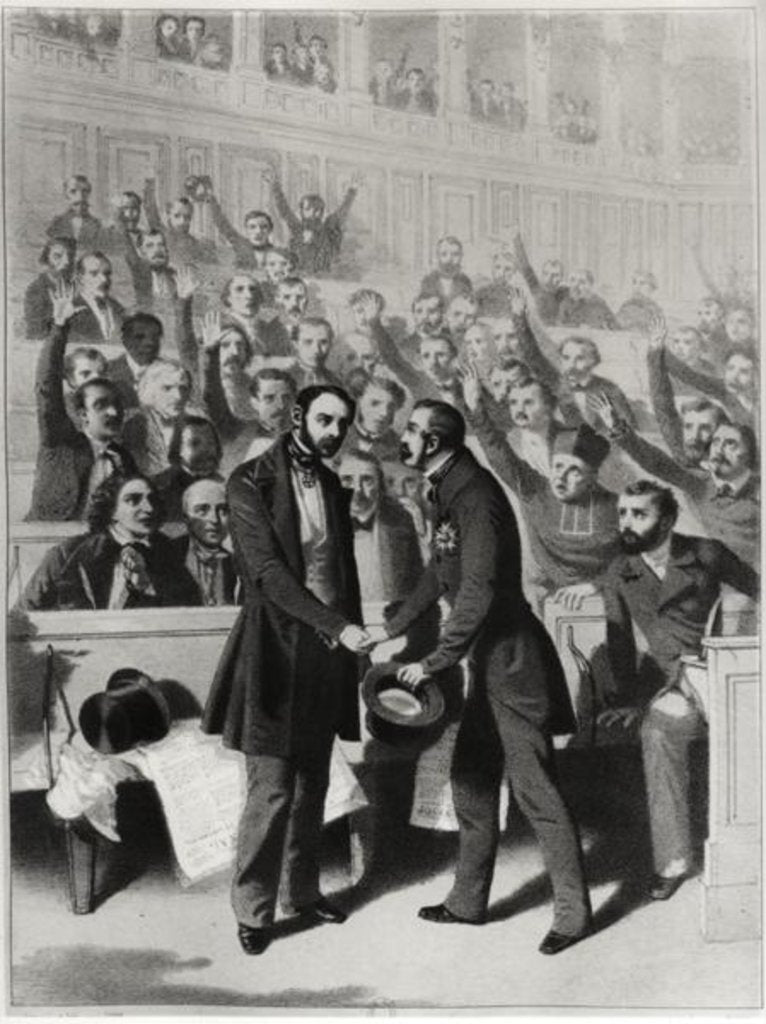 Detail of Emperor Louis Napoleon Bonaparte III Shaking Hands with General Petit by French School