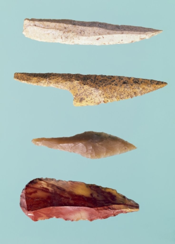 Detail of Four Flint Tools, Upper Paleolithic Period, 35000-10000 BC by Prehistoric Prehistoric