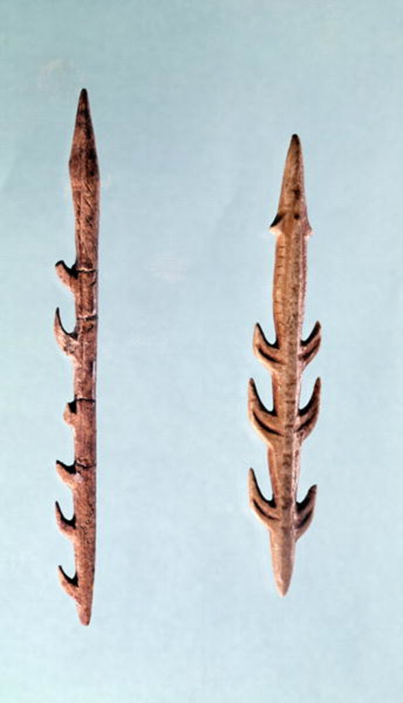Detail of Two Harpoons, Upper Paleolithic Period, 35000-10000 BC by Prehistoric Prehistoric