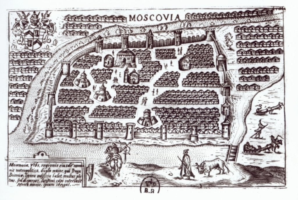 Detail of Plan of Moscow, 1628 by French School