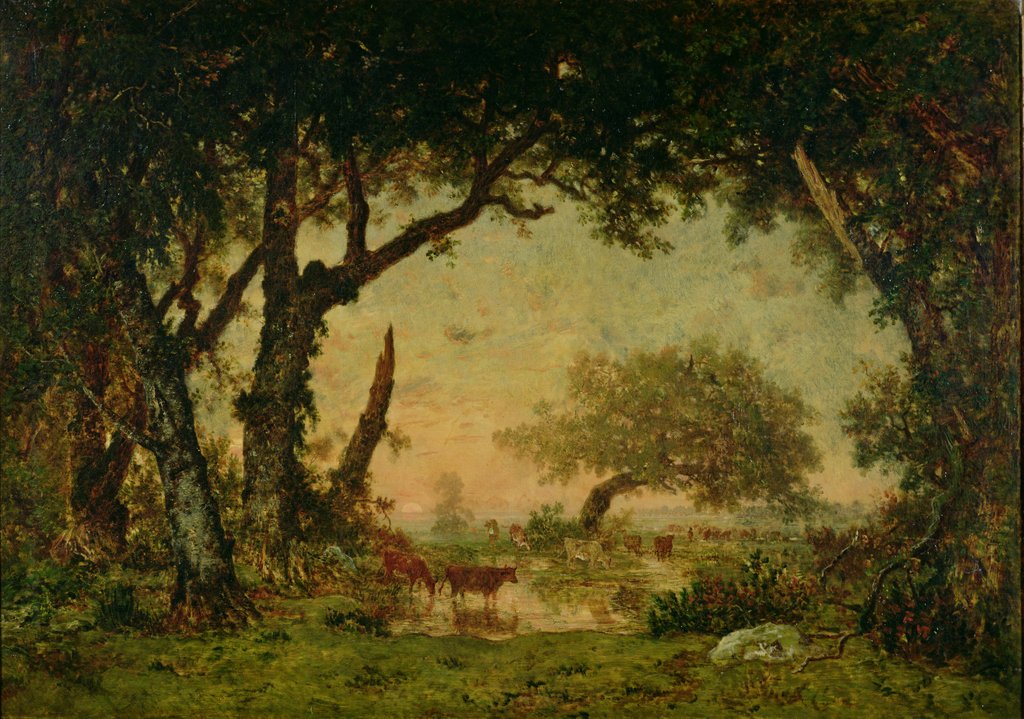 Detail of The Edge of the Forest at Fontainebleau, Setting Sun, 1850-51 by Theodore Rousseau