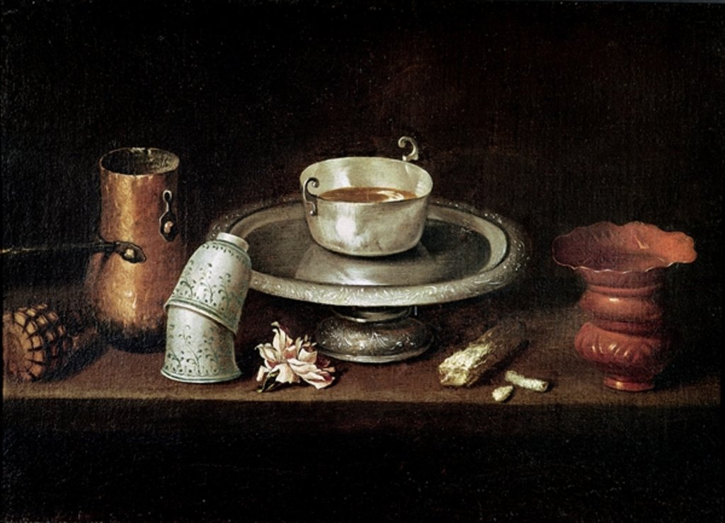 Detail of Still Life with a Bowl of Chocolate, or Breakfast with Chocolate, c.1640 by Juan de Zurbaran