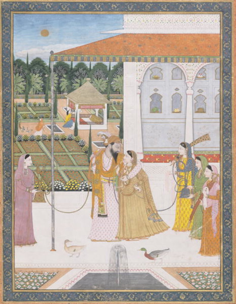 Detail of A Couple Walking by School Pahari