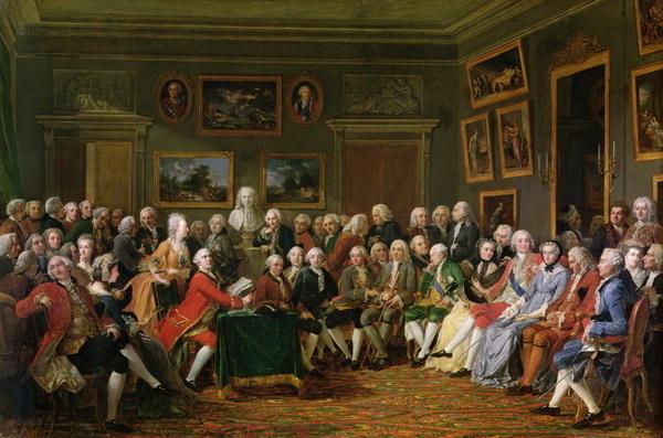 Detail of Reading of Voltaire's tragedy 'L'Orphelin de la Chine' in 1755 in the salon of Madame Geoffrin, 1812 by Anicet-Charles Lemonnier