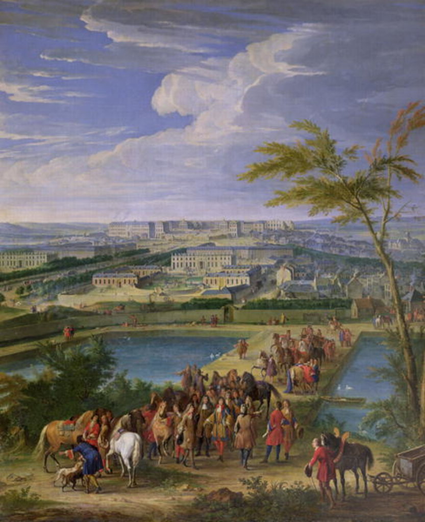 Detail of The Town and Chateau of Versailles by Jean-Baptiste Martin