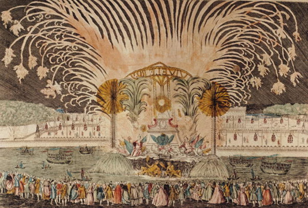 Detail of Firework Display in the Place Louis XV on the Occasion of the Dedication of the Equestrian Statue of the King, 20th June 1763 by French School
