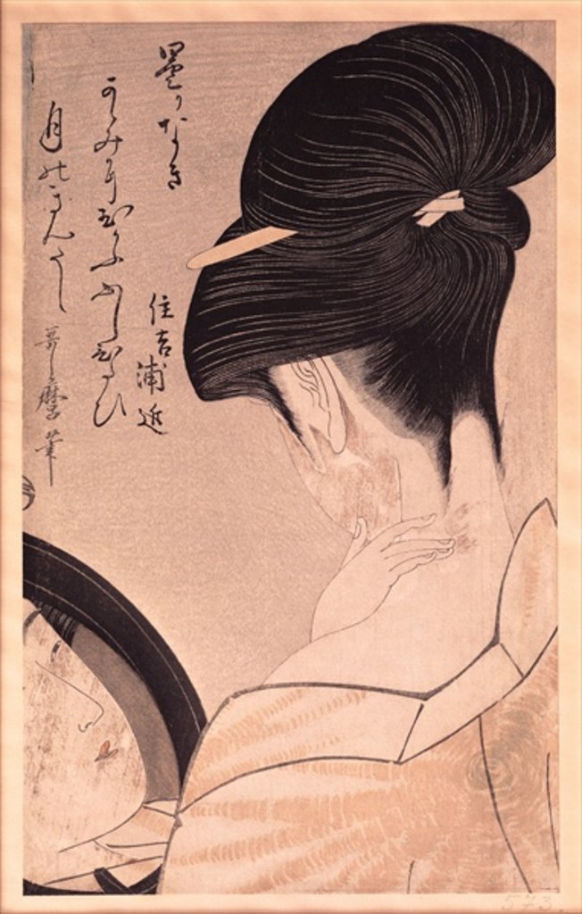Detail of Woman Putting on Make-up by Kitagawa Utamaro