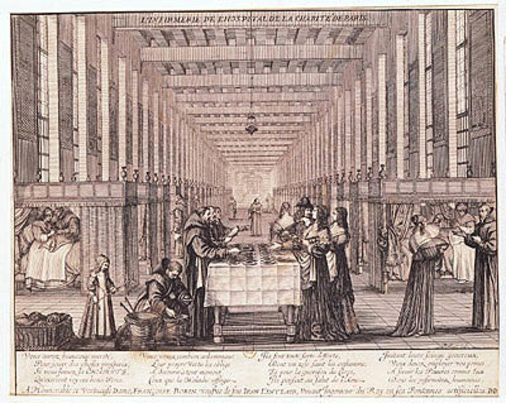 Detail of The Infirmary of the Sisters of Charity during a visit of Anne of Austria 1635 by Abraham Bosse