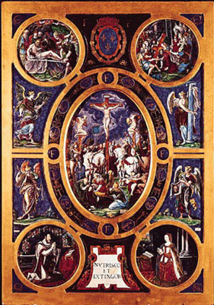 Detail of Altarpiece of Sainte-Chapelle, depicting the Crucifixion, enamelled by Leonard Limosin 1553 by Nicolo dell' Abate