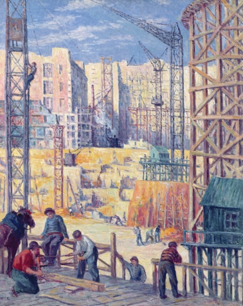 Detail of Building Site in Paris, quai de Passy, 1907 by Maximilien Luce