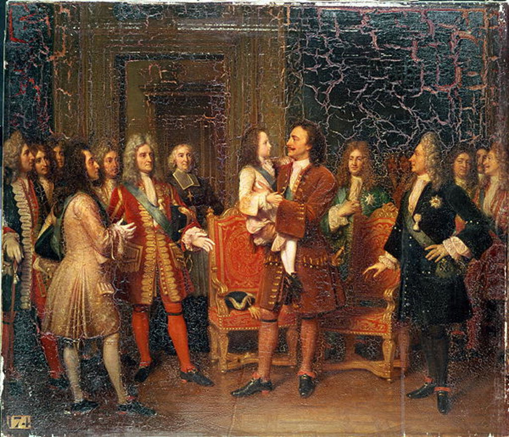 Detail of Louis XV Visiting Peter I the Great at l'Hotel de Lesdiguieres, 10th May 1717 by Louise Marie Jeanne Hersent