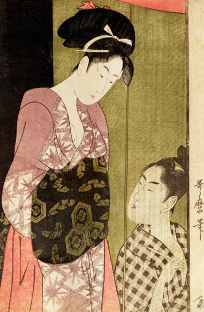 Detail of A Man Painting a Woman by Kitagawa Utamaro