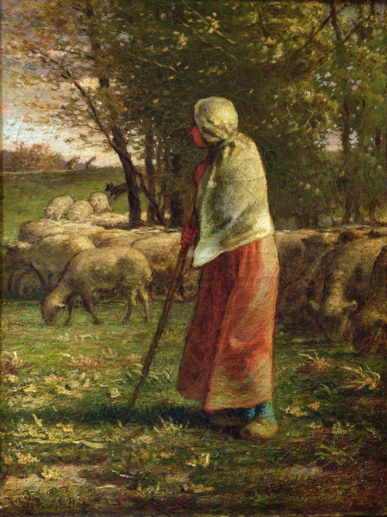 Detail of The Little Shepherdess by Jean-Francois Millet