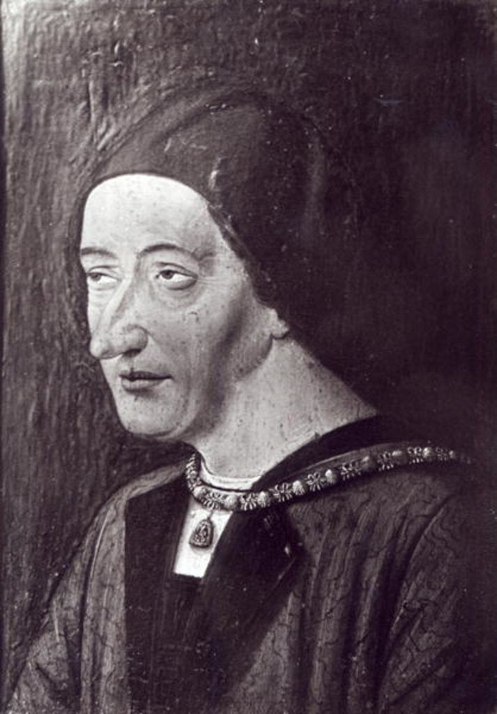 Detail of Portrait of Louis XI 1482 by French School