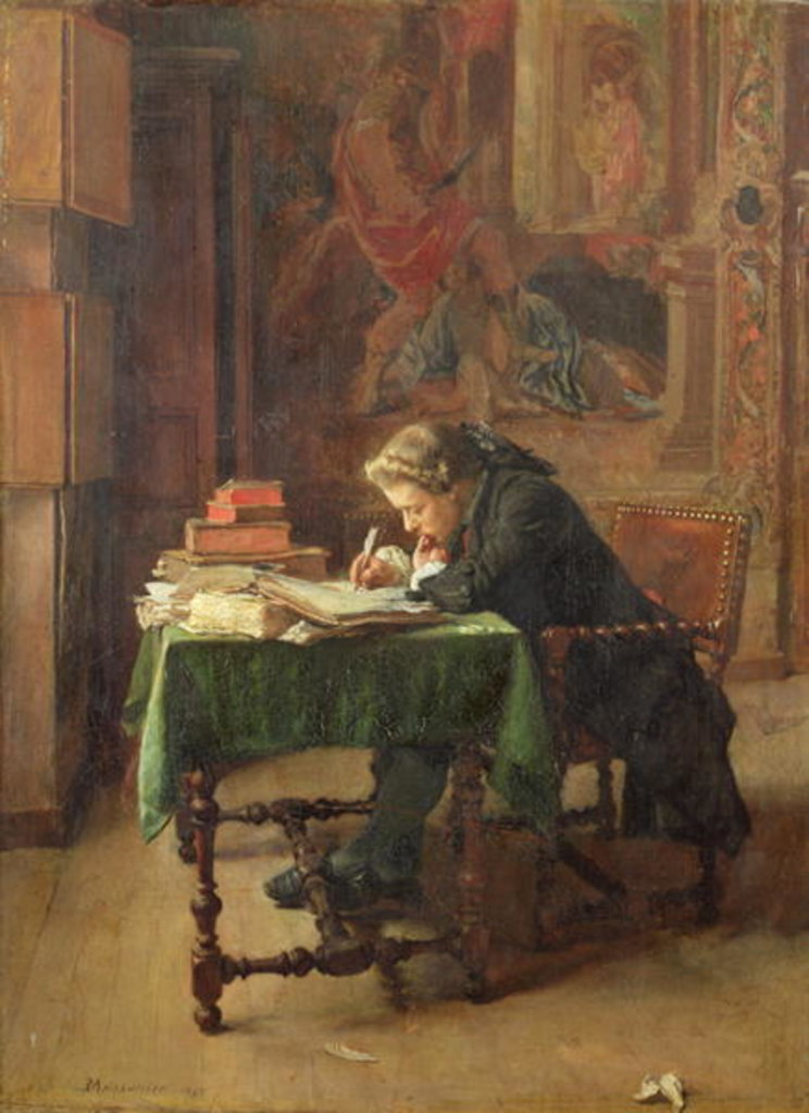 Detail of Young Man Writing, 1852 by Jean-Louis Ernest Meissonier