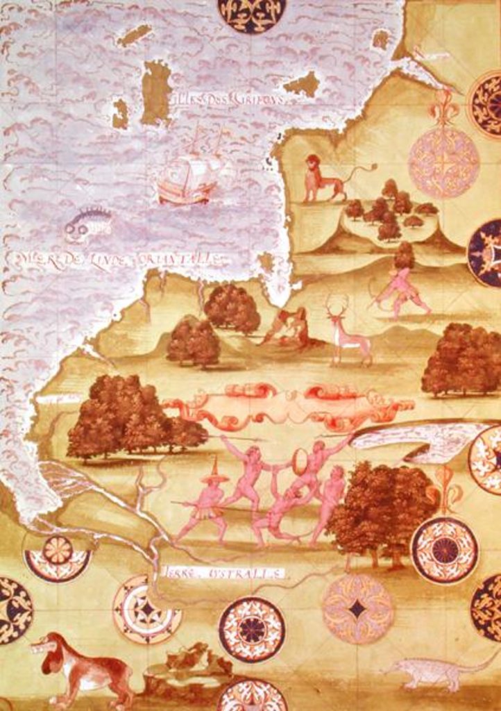 Detail of Fol.34v Map of Australia by Guillaume Le Testu
