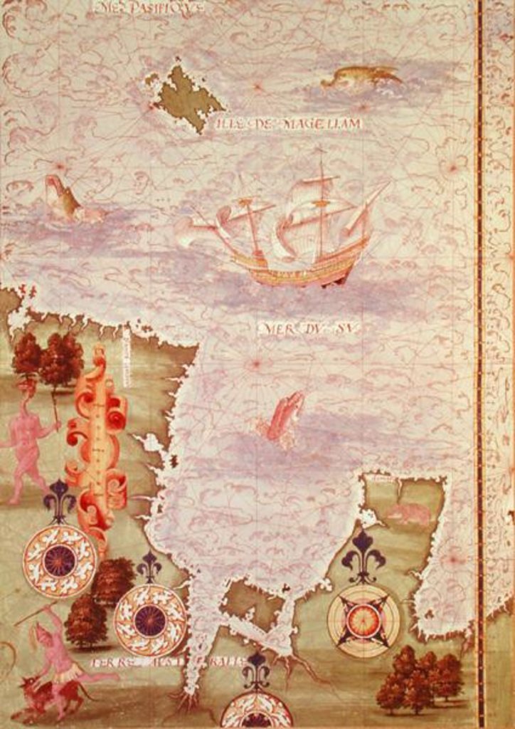Detail of Fol.31v Map of Australia and Magellan Island from 'Cosmographie Universelle', 1555 by Guillaume Le Testu