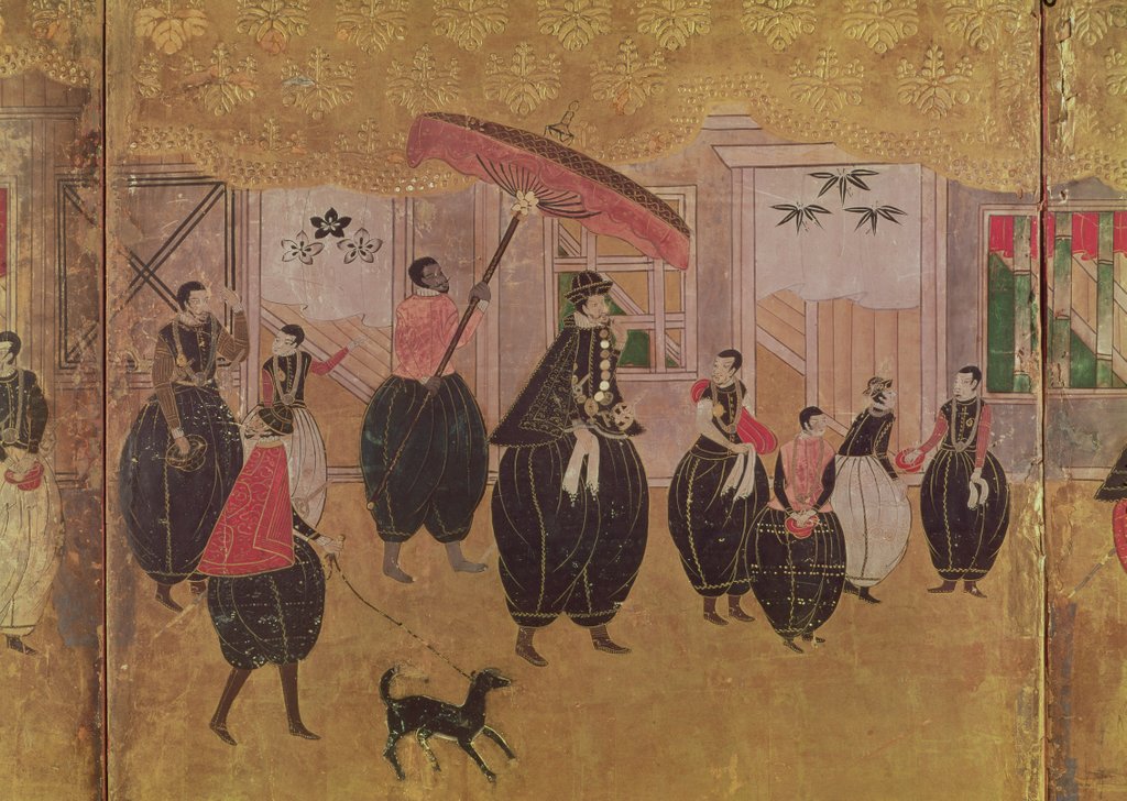 Detail of St. Francis Xavier and his entourage by School Japanese