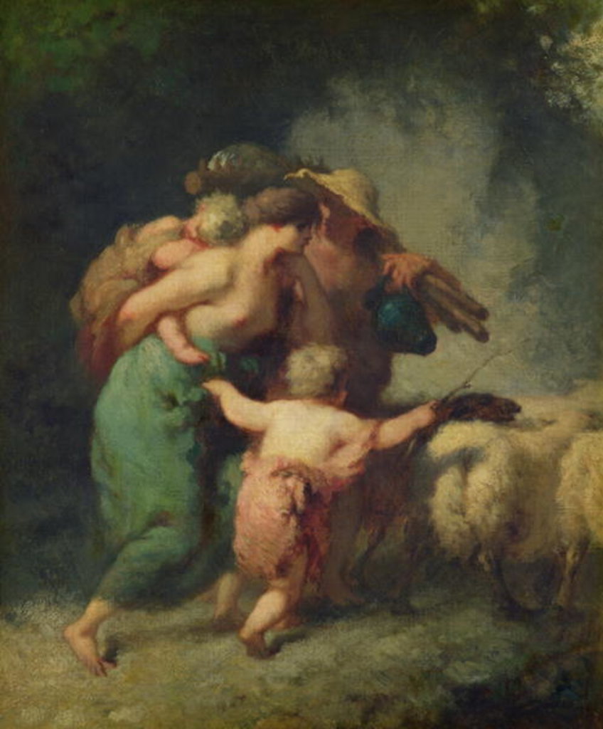 Detail of The Return of the Flock by Jean-Francois Millet