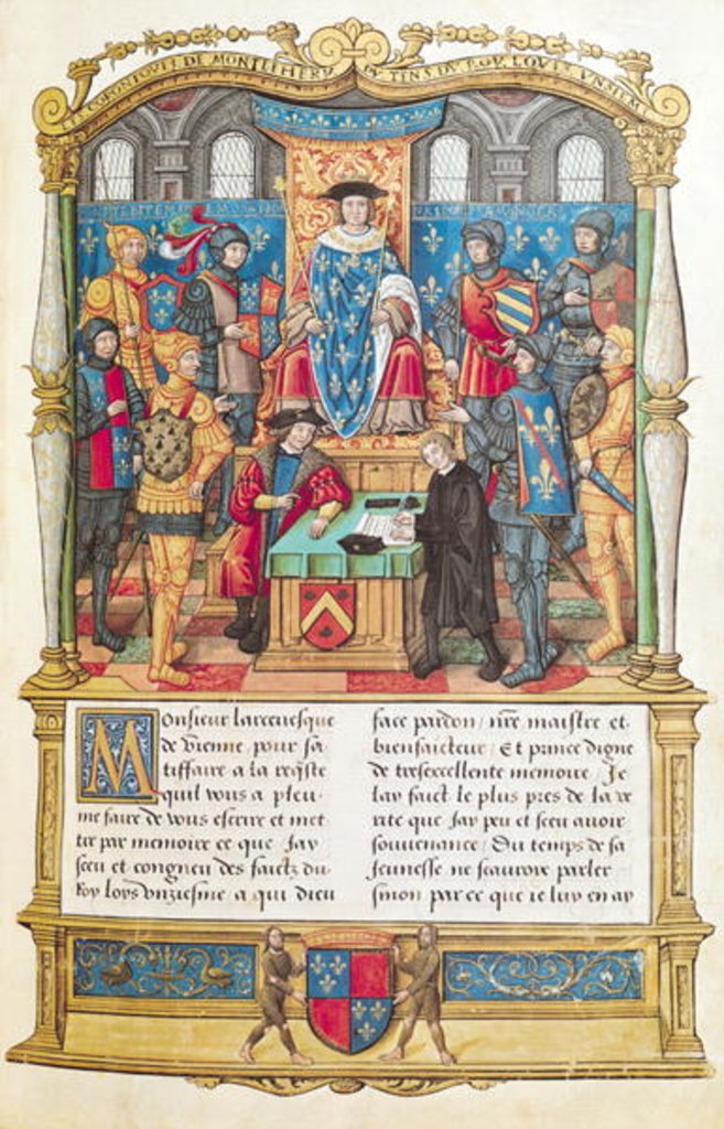 Detail of Ms 18 fol 1r Presentation of the Memoirs to Louis XI by French School