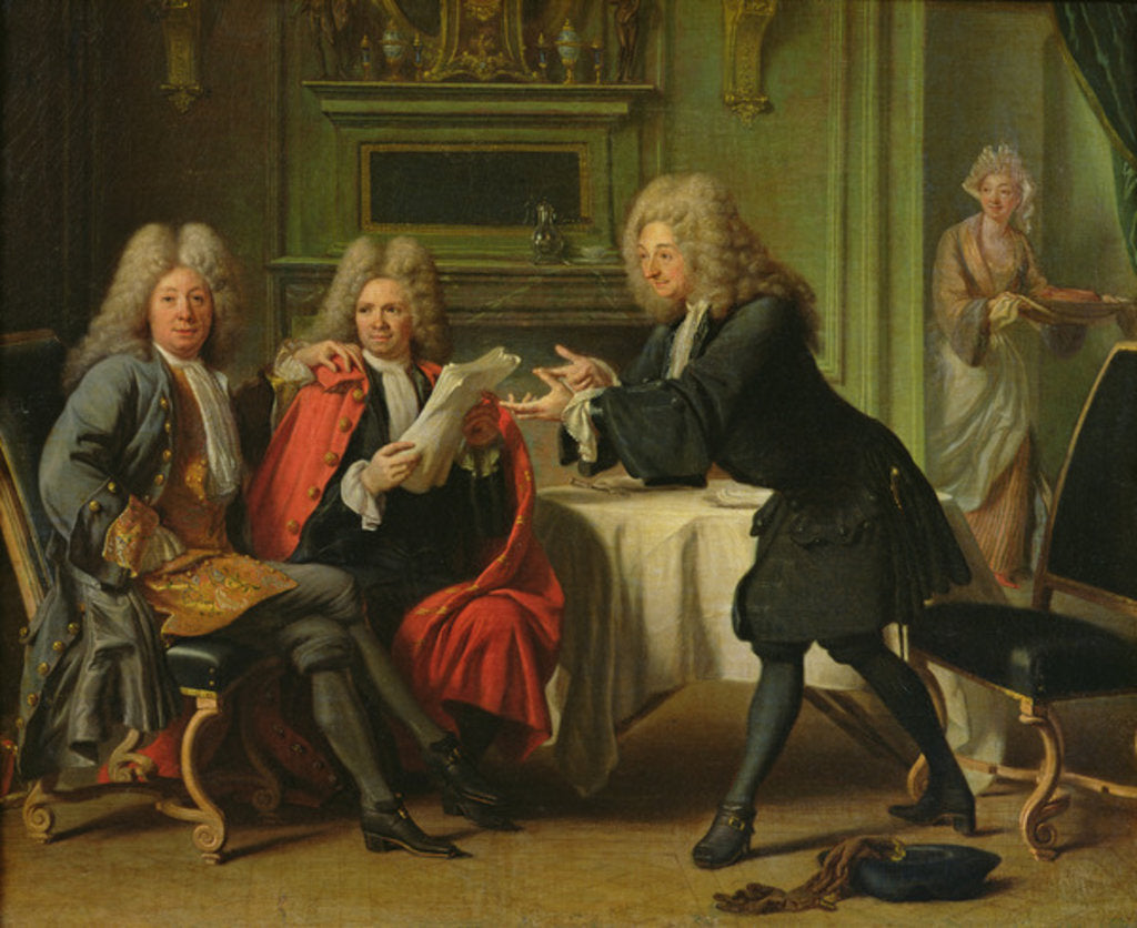 Detail of Bodin, the King's Doctor, in the Company of Dufresny and Crebillon at the House in Auteuil by Robert Tournieres