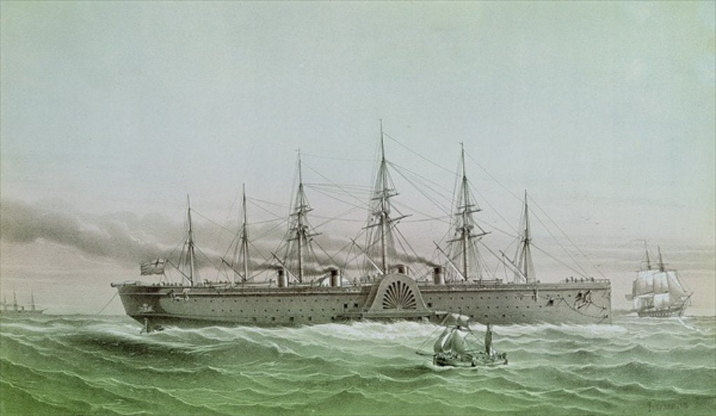 Detail of The Great Eastern Laying Electrical Cable between Europe and America, 1858 by Louis Lebreton