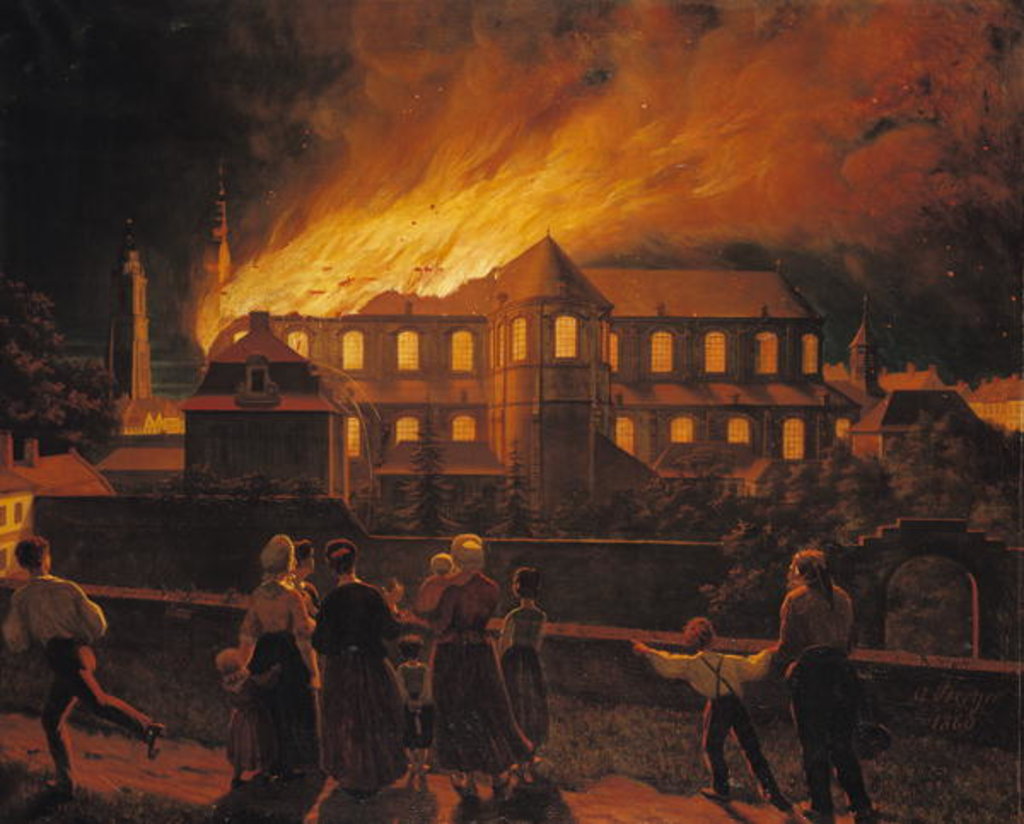 Detail of Fire at Cambrai Cathedral, 9th September 1859 by Abel Berger