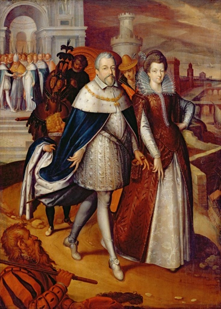 Detail of Portrait of Ferdinand I Grand Duke of Tuscany, and his Niece Marie, future wife of Henri IV by Frans II Pourbus