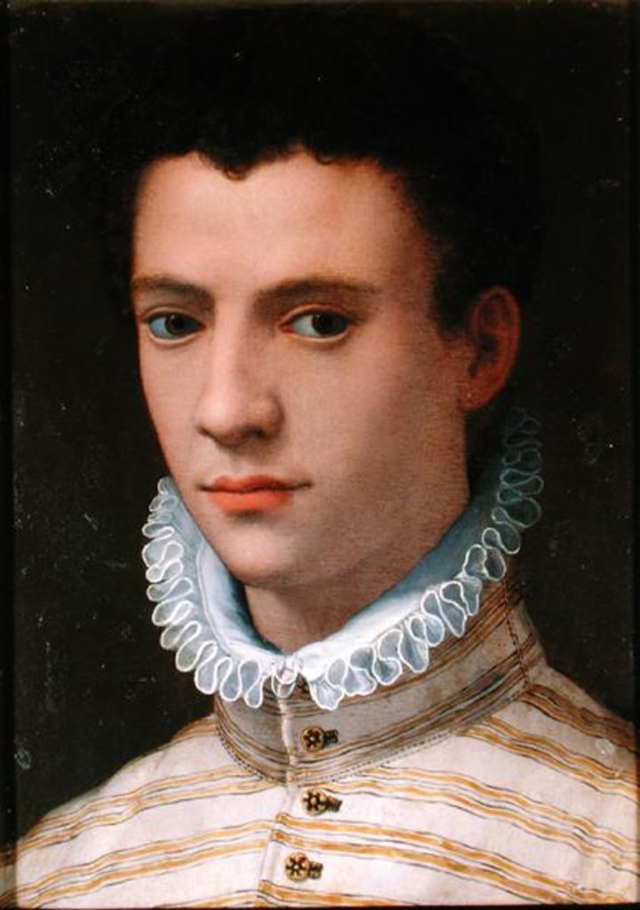 Detail of Portrait of a Young Man by Agnolo di Cosimo Bronzino