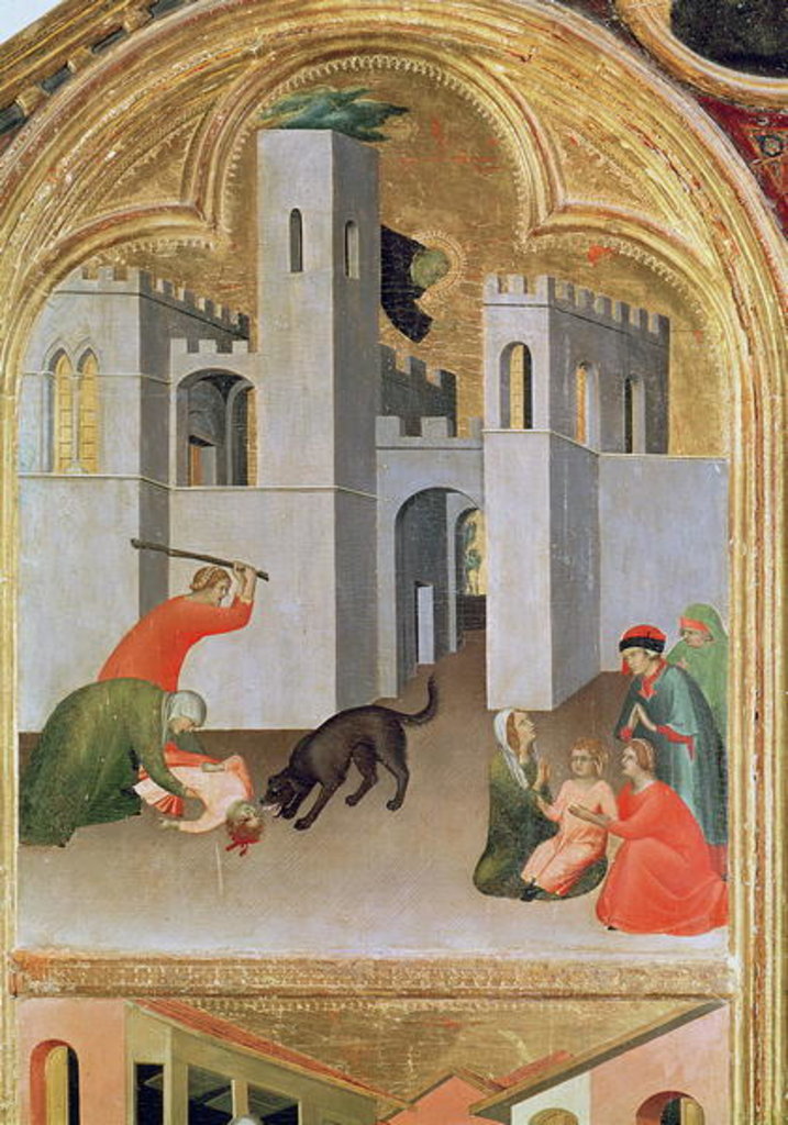 Detail of Agostino Novella Rescuing a Child who has been Bitten by a Dog by Simone Martini