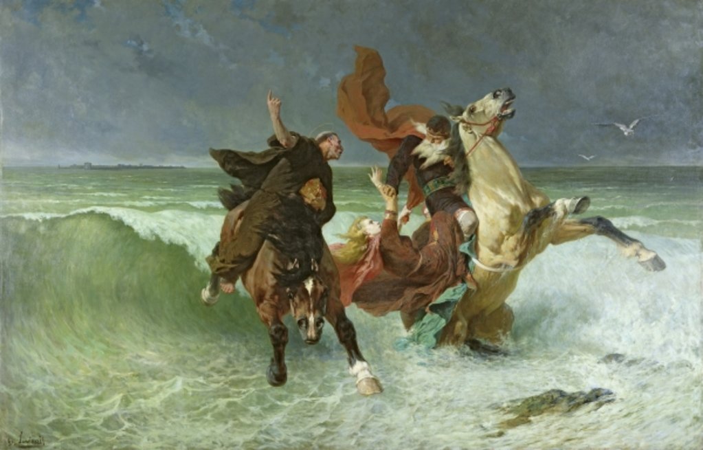 Detail of The Flight of Gradlon Mawr c.1884 by Evariste Vital Luminais