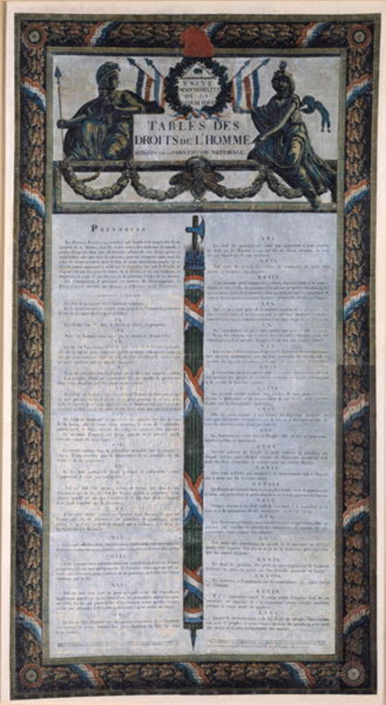 Detail of Table of the Declaration of the Rights of Man and the Citizen by French School