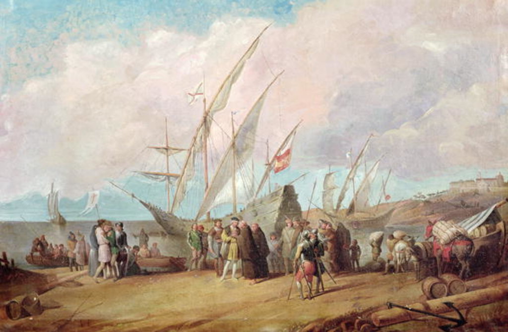 Detail of Departure of Christopher Columbus from Palos by Spanish School