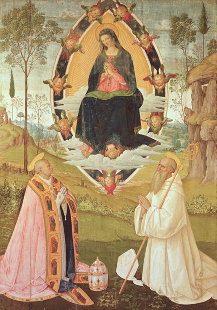 Detail of Virgin in Glory with St. Gregory and St. Benedict by Bernardino di Betto Pinturicchio