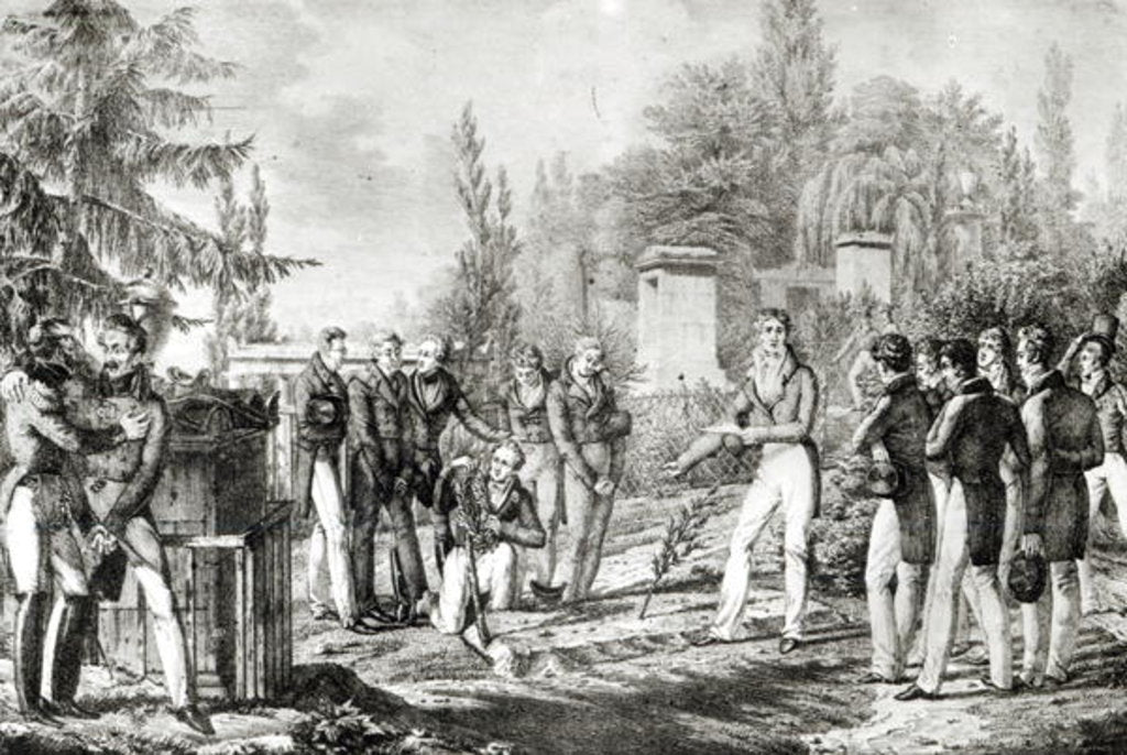 Detail of Students from the Ecole Polytechnique at the tomb of Gaspard Monge, September 1818 by Hippolyte Lecomte