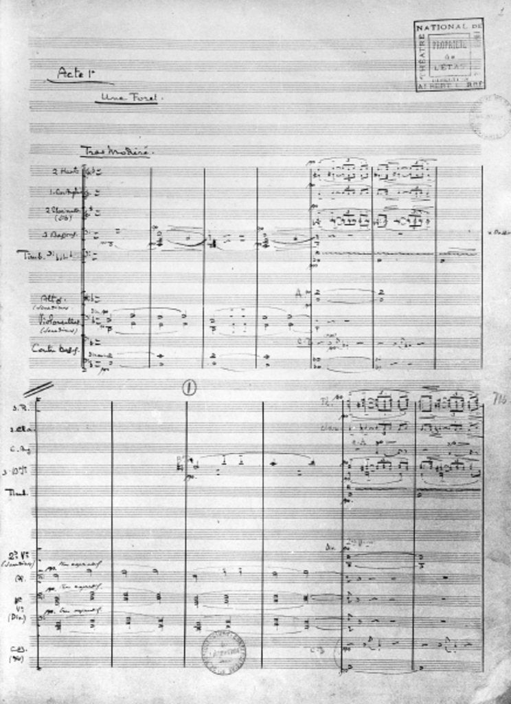 Detail of Score sheet of Act 1 of 'Pelleas and Melisande', 1902 by Claude Debussy