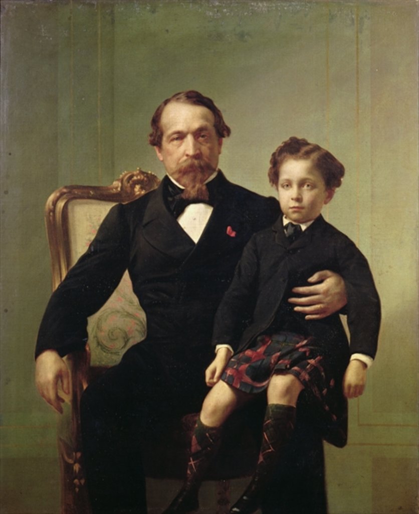 Detail of Portrait of the Emperor Louis-Napoleon Bonaparte and his son, Prince Napoleon Eugene Louis Jean Joseph Bonaparte by French School