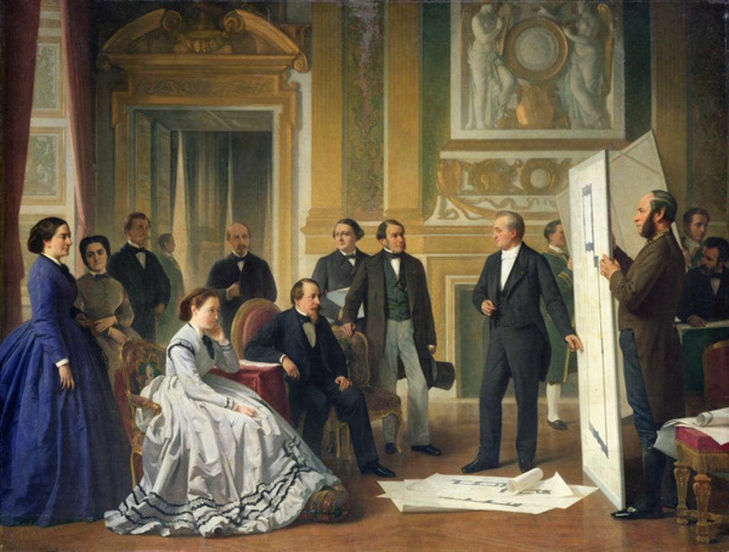 Detail of Louis Visconti Presenting the New Plans for the Louvre to Napoleon III 1853 by Jean Baptiste Ange Tissier