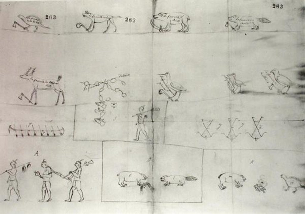 Detail of Iroquois pictogram, 12th July 1666 by Pierre Joseph Chaumonet