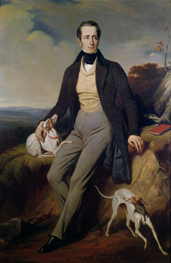 Detail of Portrait of Alphonse de Lamartine 1830 by Henri Decaisne
