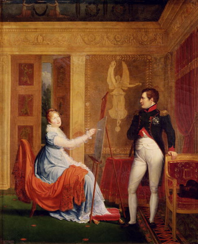 Detail of Marie Louise of Habsbourg Lorraine Painting a Portrait of Napoleon I by Alexandre Menjaud