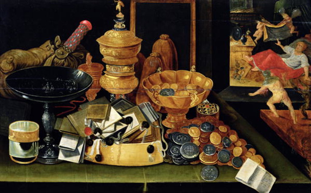 Detail of The Miser's Treasure by Flemish School