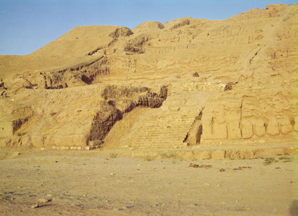 Detail of View of the steps, terraces and Zoroastrian temple by School Afghan