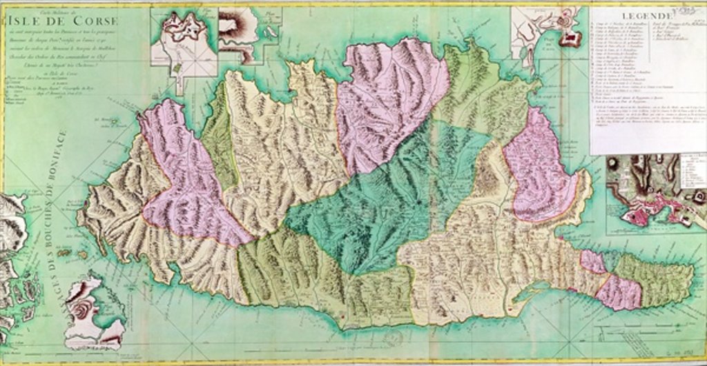 Detail of Military map of Corsica, 1768 by French School