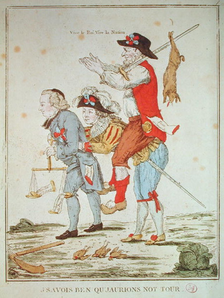Detail of Je Savais Bien Que Nous Aurions Notre Tour, caricature depicting the Three Orders, 1789 by French School