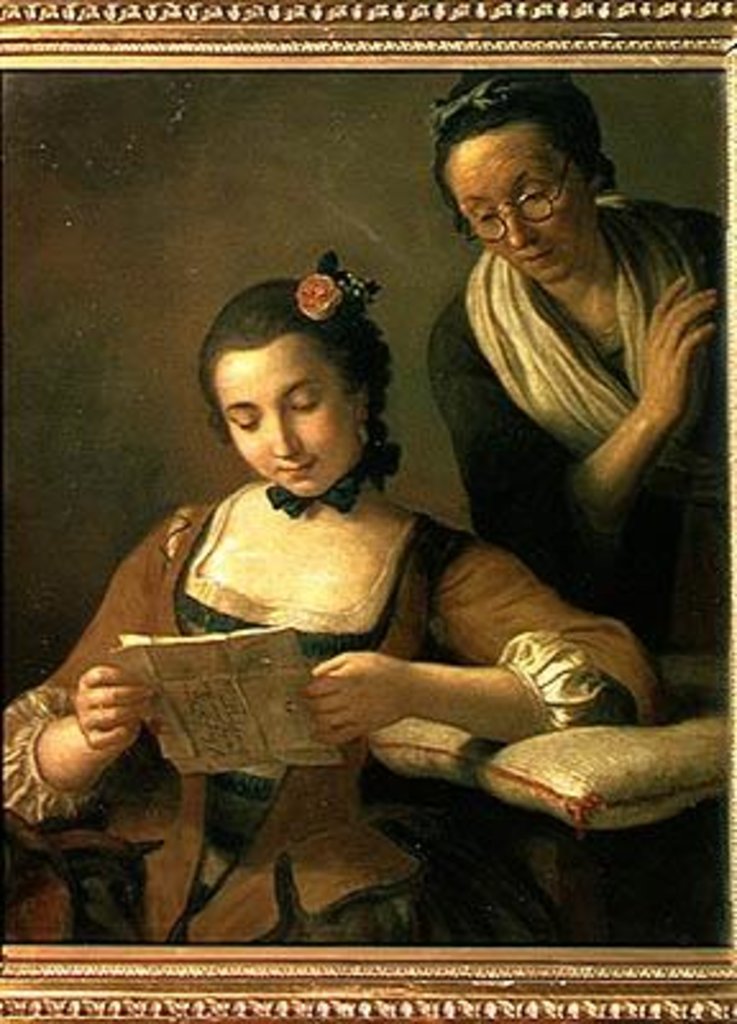 Detail of The Reading by Pietro Antonio Rotari