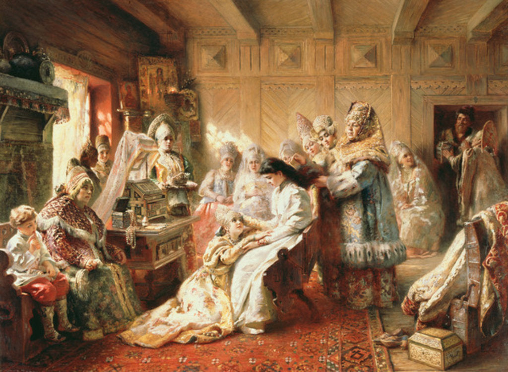 Detail of Before the Wedding, 1890 by Konstantin Egorovich Makovsky