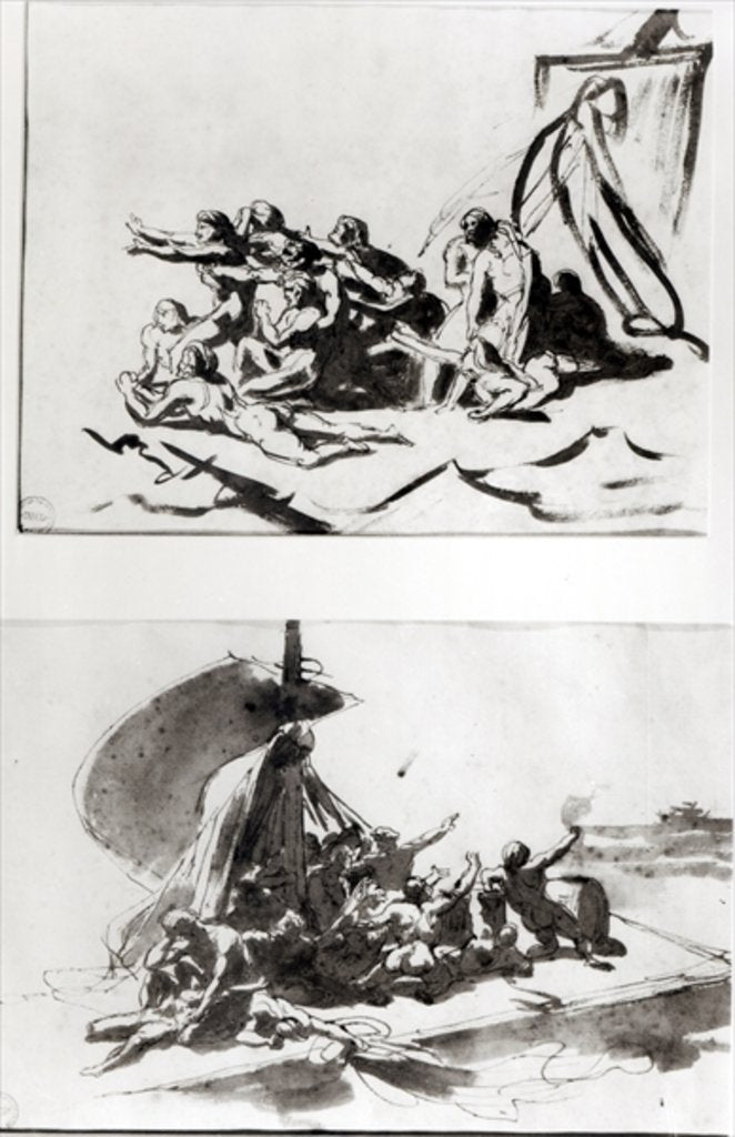 Detail of Two sketches for The Raft of the Medusa, c.1819 by Theodore Gericault