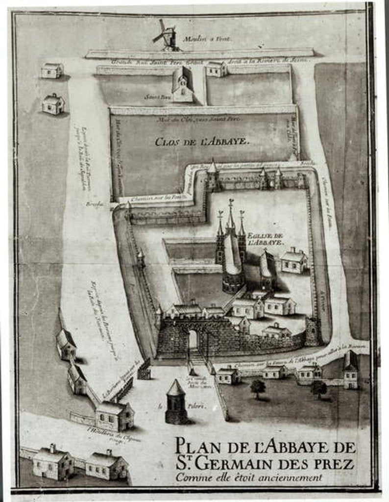 Detail of Map of the Abbey of Saint-Germain-des-Pres, 1713 by French School